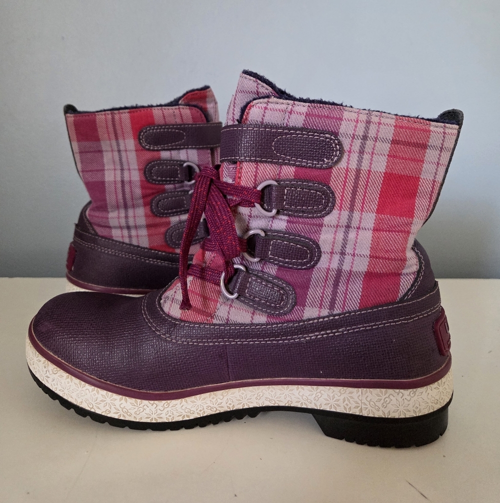 UGG Decatur Sugar Plum Plaid Winter Rain Boots Size 7 - Picture 3 of 8